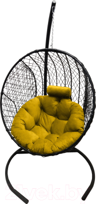 Кресло подвесное Craftmebelby Кокон Круглый стандарт (черный/желтый)