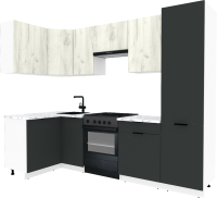 Готовая кухня ВерсоМебель Эко-2 1.2x2.7 левая (дуб крафт белый/антрацит/ст.мрамор итальянский) - 
