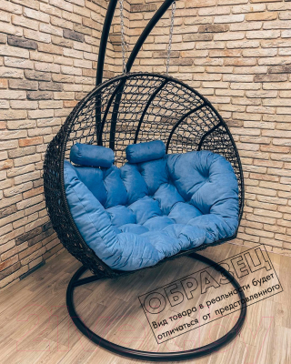 Кресло подвесное Craftmebelby Кокон Двойной (черный/голубой)