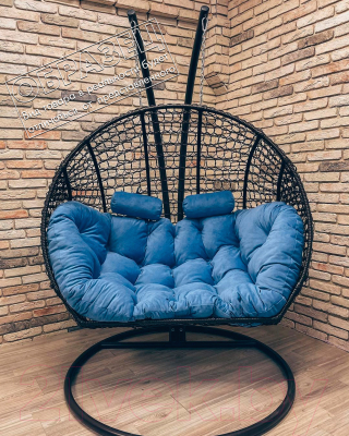 Кресло подвесное Craftmebelby Кокон Двойной (графит/голубой)