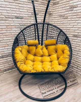 Кресло подвесное Craftmebelby Кокон Двойной (белый/желтый)