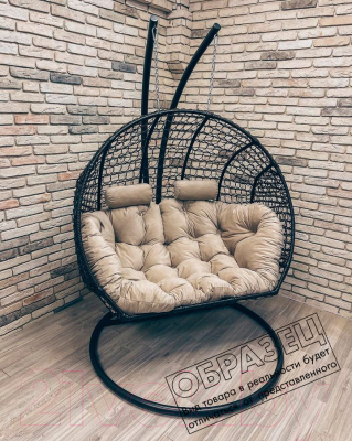 Кресло подвесное Craftmebelby Кокон Двойной (графит/коричневый)