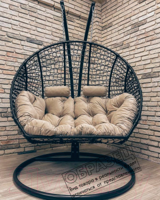 Кресло подвесное Craftmebelby Кокон Двойной (коричневый/коралловый)