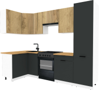 Кухонный гарнитур ВерсоМебель Эко-2 1.2x2.7 левая (дуб крафт золотой/антрацит/ст.золотистый дуб) - 