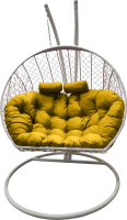 Кресло подвесное Craftmebelby Кокон Двойной (белый/желтый) - 