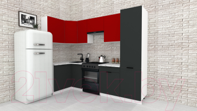 Кухонный гарнитур ВерсоМебель Эко-2 1.2x2.7 левая (красный чили/антрацит/ст.мрамор итальянский)