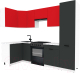 Готовая кухня ВерсоМебель Эко-2 1.2x2.7 левая (красный чили/антрацит/ст.мрамор итальянский) - 