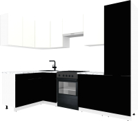 Кухонный гарнитур ВерсоМебель Эко-2 1.4x2.7 левая (белый фасадный/черный/ст.мрамор итальянский) - 