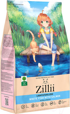 Сухой корм для кошек Zillii Light/Sterilized Cat белая рыба с лососем / 5658151 (2кг)