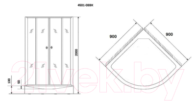 Душевая кабина Niagara NG-4501-14BK 90x90 (мозаика стекло)