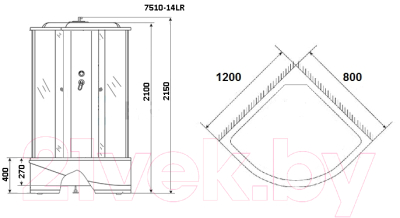 Душевая кабина Niagara NG-7510-14L 120x80 (черный/мозаика стекло)