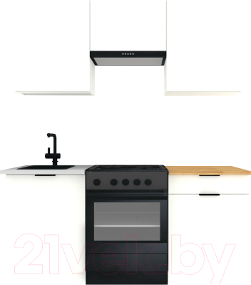 Кухонный гарнитур ВерсоМебель Эко-2 1.8 (белый фасадный/ст.золотистый дуб)