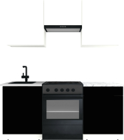 Кухонный гарнитур ВерсоМебель Эко-2 1.8 (белый фасадный/черный/ст.мрамор итальянский) - 