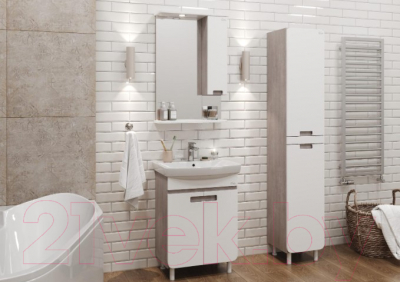 Шкаф с зеркалом для ванной Onika Харпер 52.01 / 205216 R (белый глянцевый)