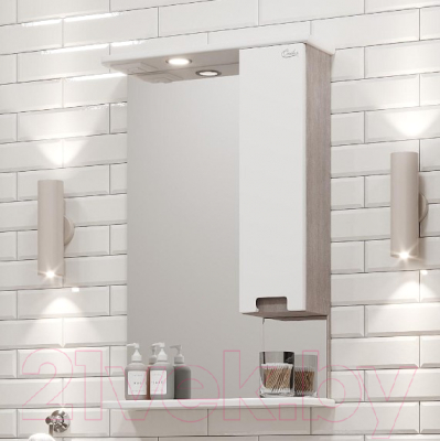 Шкаф с зеркалом для ванной Onika Харпер 58.01 / 205849 R (белый глянцевый)