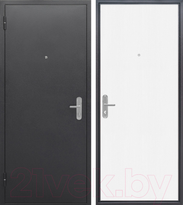 Входная дверь Гарда Стройгост 5 серебро/Беленый дуб (96x205, левая)