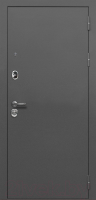 Входная дверь Гарда 9 серебро/эмалит белый зеркало (86x205, правая)
