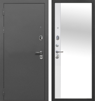 Входная дверь Гарда 9 серебро/эмалит белый зеркало (86x205, левая) - 