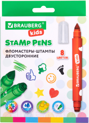 Фломастеры Brauberg Kids Funny Stamps / 152179 (8цв)
