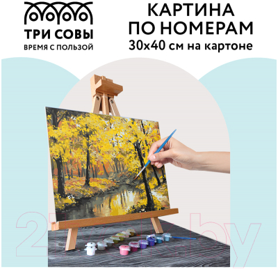 Картина по номерам Три совы Осенний лес / КК_44050