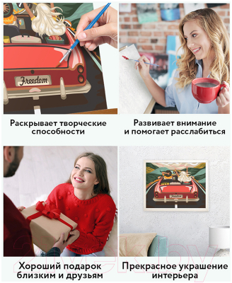 Изображение товара Картина по номерам Три совы В лето на кабриолете / КХ_44122