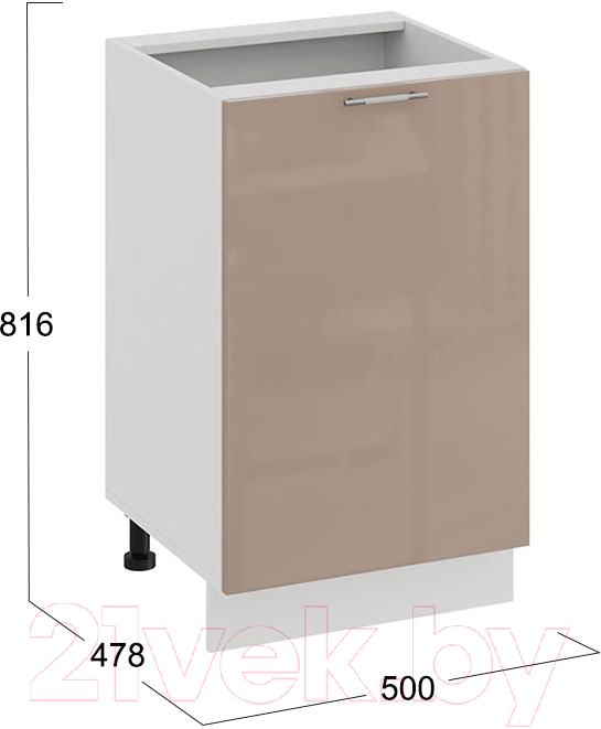 Шкаф-стол кухонный ТриЯ Весна 1Н5 (белый/кофе с молоком) — фото 3