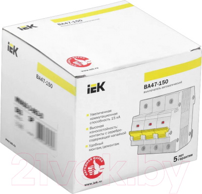 Выключатель автоматический IEK ВА 47-150 125А 3Р 15кА С / MVA50-3-125-C