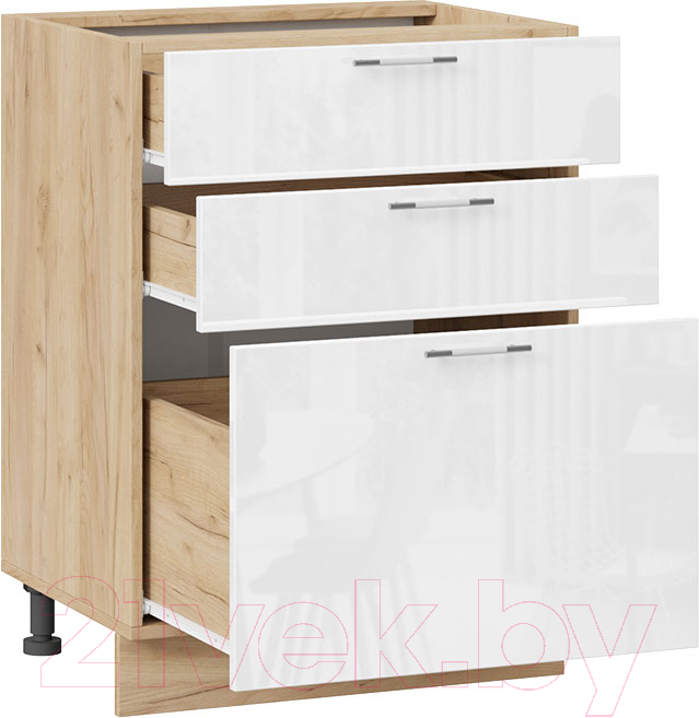Шкаф-стол кухонный ТриЯ Весна 1Н6Я3 (дуб крафт золотой/белый глянец) — фото 2