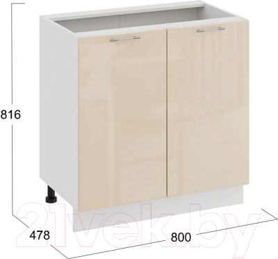 Шкаф-стол кухонный ТриЯ Весна 1Н8 (белый/ваниль глянец)