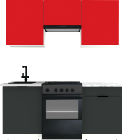 Кухонный гарнитур ВерсоМебель Эко-2 1.8 (красный чили/антрацит/ст. мрамор итальянский) - 
