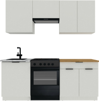 Кухонный гарнитур ВерсоМебель Эко-2 2.0 (белый фасадный/ст. золотистый дуб) - 
