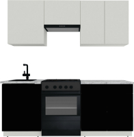 Кухонный гарнитур ВерсоМебель Эко-2 2.0 (белый фасадный/черный/ст. мрамор итальянский) - 