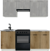 Кухонный гарнитур ВерсоМебель Эко-2 2.0 (бетонный камень/дуб эвок прибрежный/ст. мрамор итальянский) - 