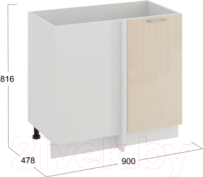 Шкаф под мойку ТриЯ Весна 1Н9У (белый/ваниль глянец)