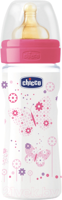 Бутылочка для кормления Chicco Well-Being Girl с латексной соской / 310205119 (250мл)