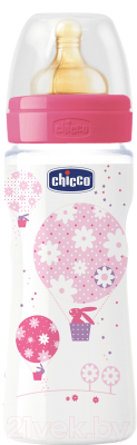 

Бутылочка для кормления Chicco, Прозрачный;розовый, Well-Being Girl с латексной соской / 310205121