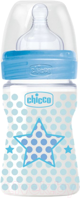 Бутылочка для кормления Chicco Well-Being Boy с силиконовой соской / 310205112  (150мл)