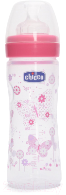 Бутылочка для кормления Chicco Well-Being Girl с силиконовой соской / 310205120 (250мл)
