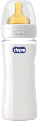 Бутылочка для кормления Chicco Well-Being Glass с латексной соской / 310205110 (240мл)