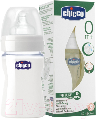 Бутылочка для кормления Chicco Well-Being Glass с силиконовой соской / 310205108 (150мл)