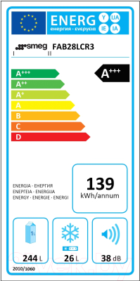 Холодильник с морозильником Smeg FAB28LCR3