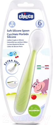 

Ложка для кормления Chicco, Белый;салатовый, Мягкая силиконовая / 310308021