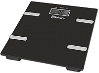 Напольные весы электронные Sakura SA-5073BK с анализатором жира и воды (черный) - 
