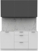 Кухонный гарнитур Интермебель Микс Топ-2 1.6м без столешницы (графит серый/белый премиум) - 