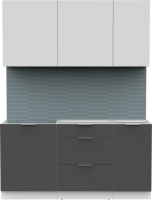 Кухонный гарнитур Интермебель Микс Топ-2 1.6м без столешницы (белый премиум/графит серый) - 