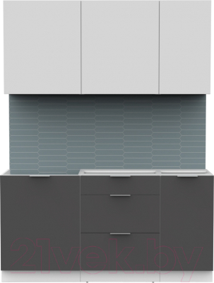 Кухонный гарнитур Интермебель Микс Топ-2 1.6м без столешницы (белый премиум/графит серый)