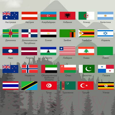 Фотообои листовые Citydecor Карта мира флаги и планеты 2 (200x140)