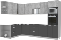 Кухонный гарнитур Интерлиния Мила Лайт 1.88x3.0 левая без столешницы (бетон/антрацит) - 