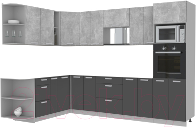 Готовая кухня Интерлиния Мила Лайт 1.88x3.0 левая без столешницы (бетон/антрацит)