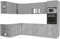 Кухонный гарнитур Интерлиния Мила Лайт 1.88x3.0 левая без столешницы (серебристый/бетон) - 